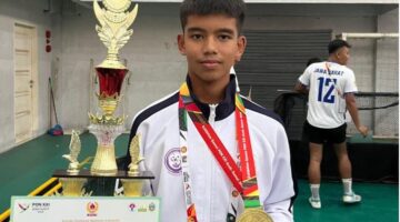 Putra AIPDA Kamisin Pinan Raih Medali Emas Bersama Timnya di PON XXI Aceh-Sumut 2024